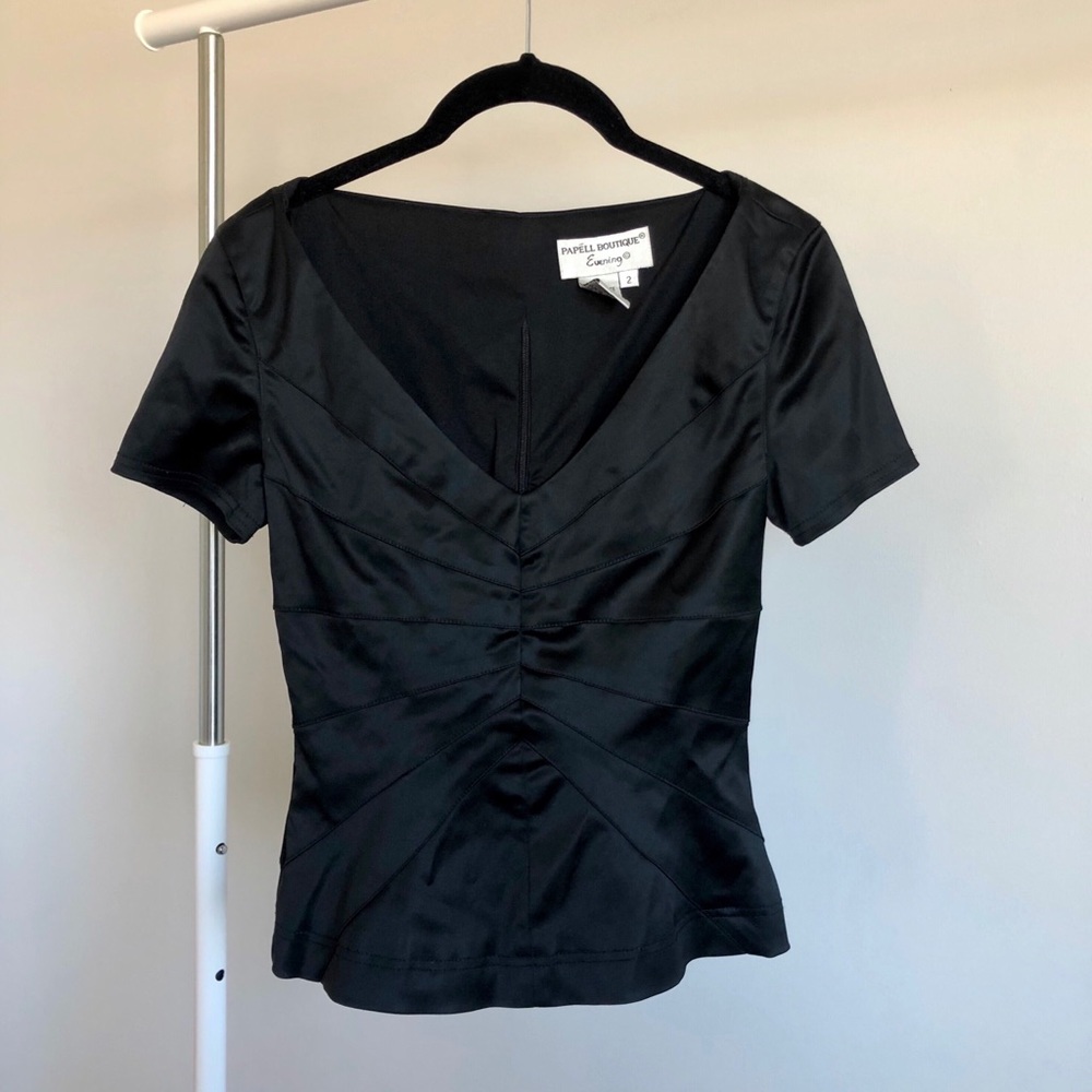 Vintage Black Peplum Short Sleeve Blouse